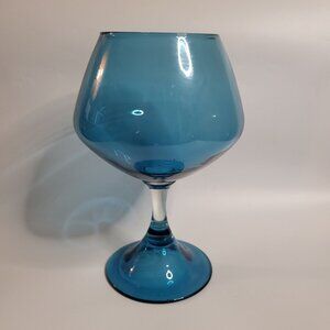 Vtg Midcentury Large Glass Brandy Snifter - Teal Blue 9.5"